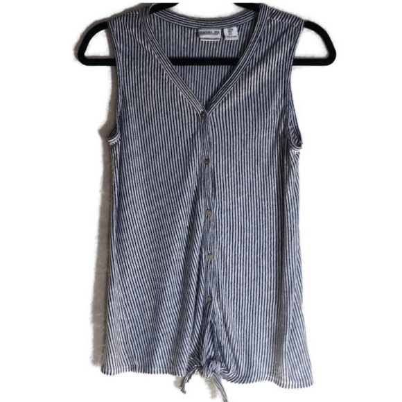 Rachel Zoe Tie Knot Front Sleeveless Top Size Small Navy Blue White Striped - Picture 1 of 11